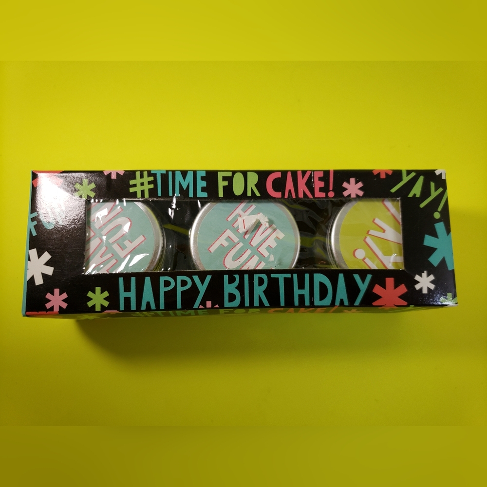 Happy Birthday Party Triple Candle Box Set - Multicolor